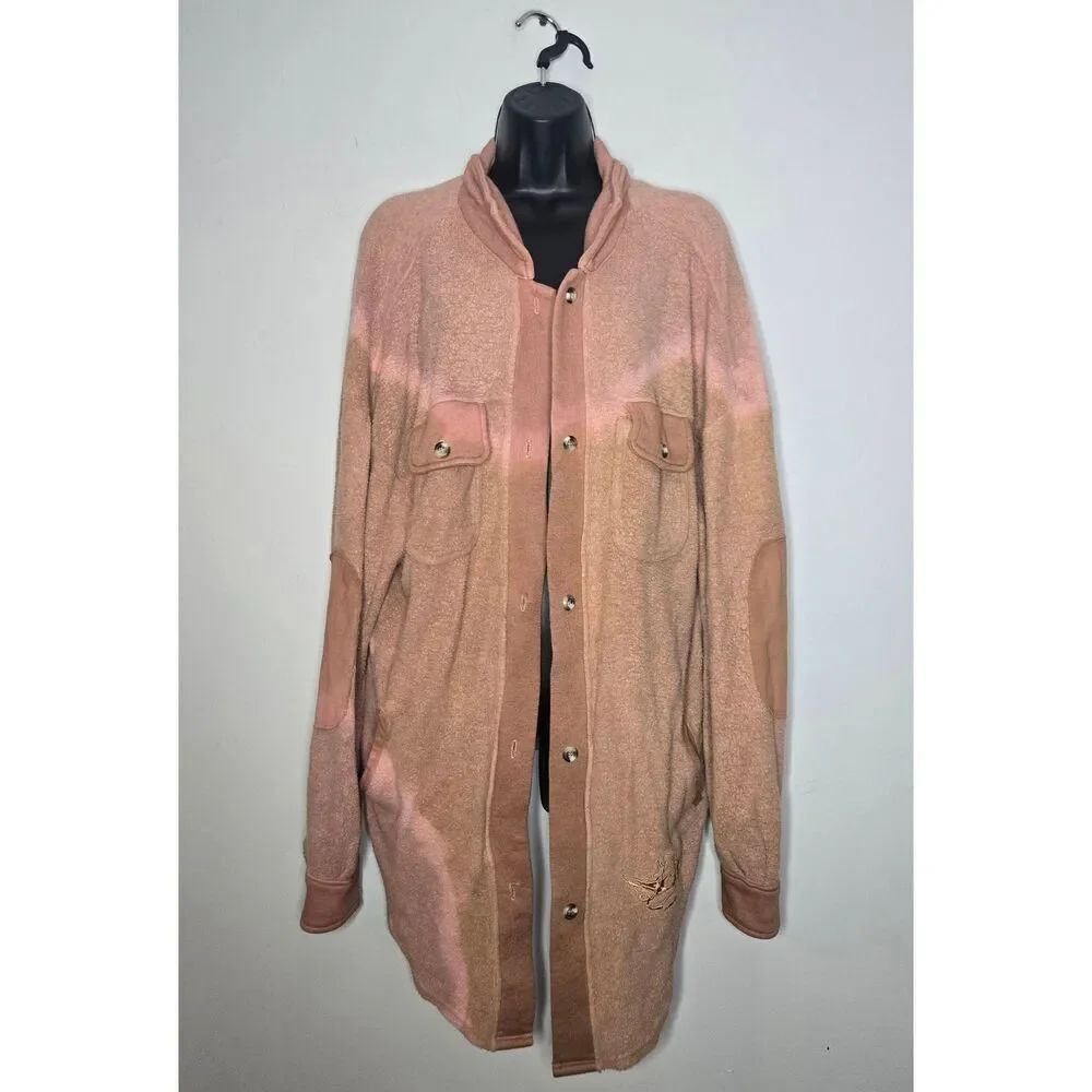 Boys Lie Pink Brown Sweater Cardigan Button Up Inside Out Jacket One Size